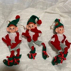 Festive Elf Holiday Ornaments - Set of 3